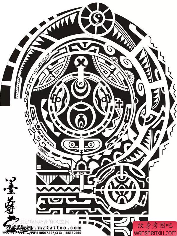 文身秀图吧推荐一幅适合纹半胛文身手稿图片