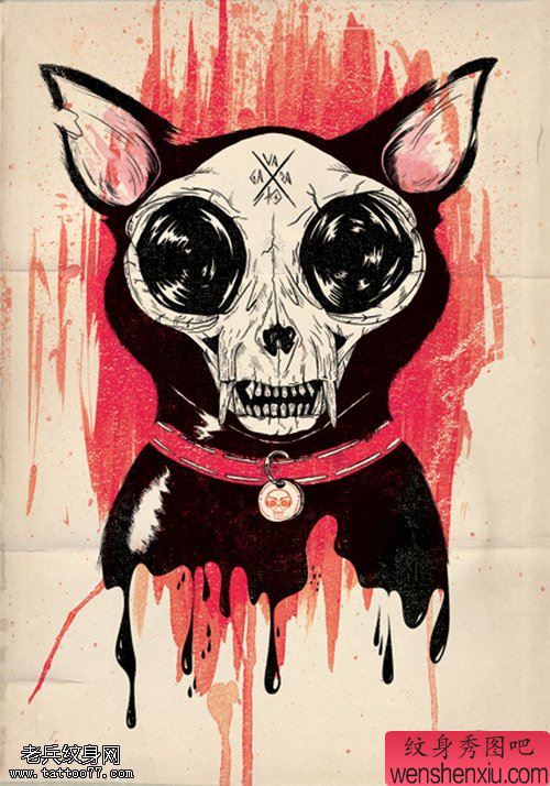 文身秀图吧推荐一幅彩色狗狗文身作品