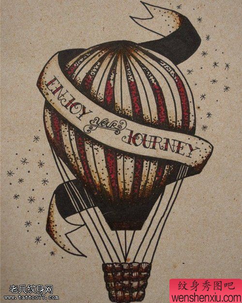 热气球文身手稿作品由文身馆分享