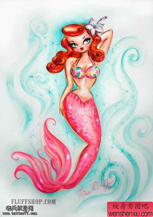 彩色美人鱼文身作品由文身馆分享