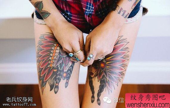 女性性感文身部位之十大腿文身作品