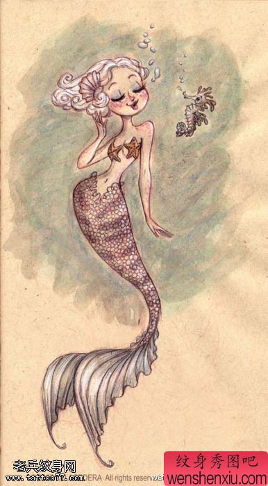 文身秀图吧推荐一幅卡通美人鱼文身图片