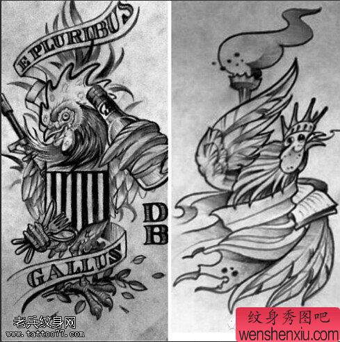 一组黑白风格的文身手稿作品由我文身馆分享