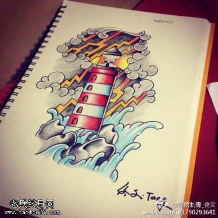 old school灯塔文身作品由文身馆分享