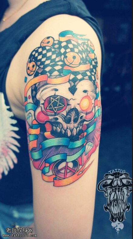 一款手臂彩色小丑纹身图案缩略频道推荐图