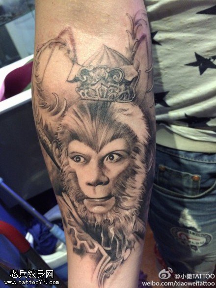 最好的文身馆推荐一幅手臂孙悟空文身作品