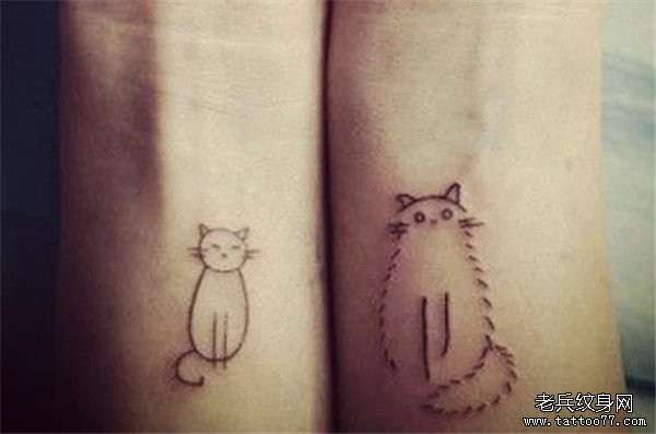 情侣手腕小猫咪纹身图案