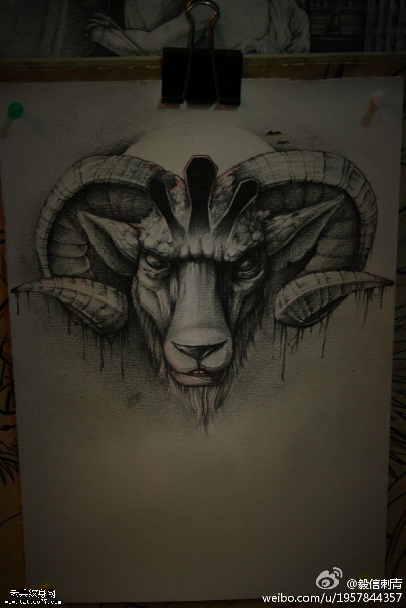 文身秀图吧推荐一幅羚羊文身手稿作品