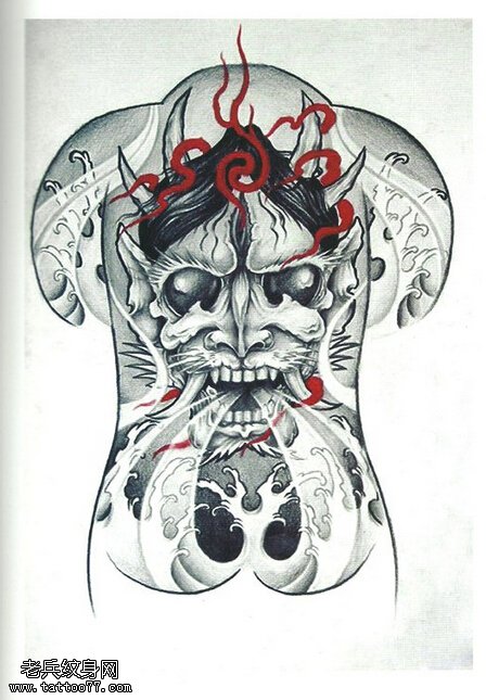 最好的文身馆推荐一幅满背传统般若文身作品