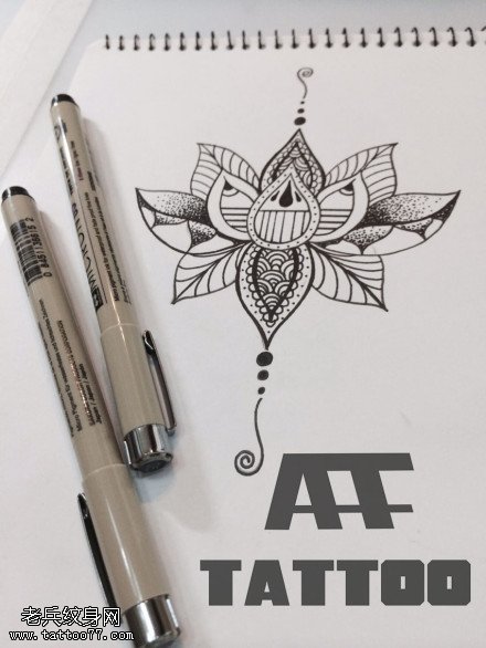 纹身秀图吧推荐一款梵花纹身线稿图片