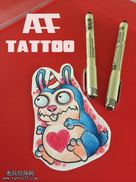 彩色卡通纹身手稿图案