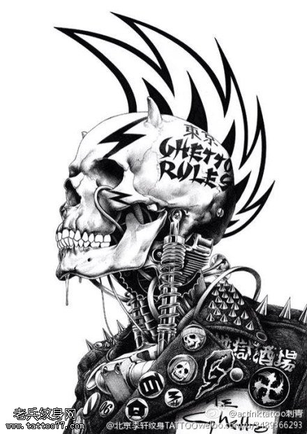 个性骷髅纹身手稿图片由纹身提供