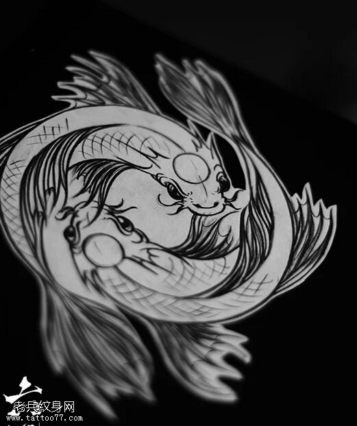 双鱼纹身手稿图片由纹身秀图吧提供