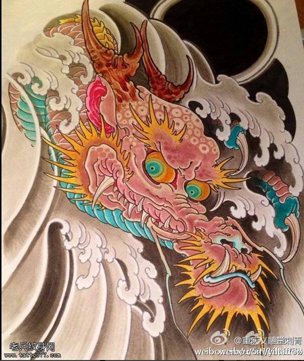 纹身秀图吧推荐一款龙纹身线稿图片