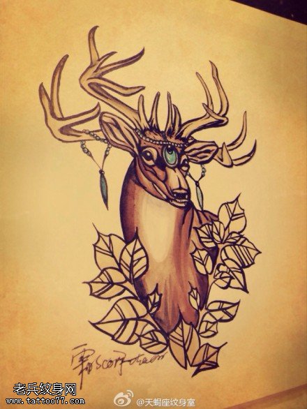 羚羊纹身手稿图片