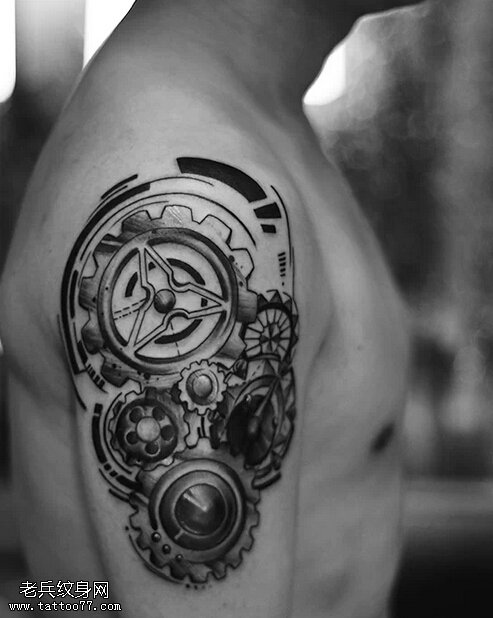 手臂机械纹身图片