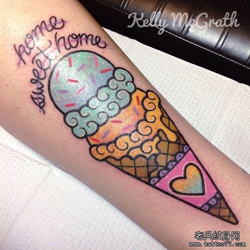 手臂彩色冰淇淋纹身手稿图案