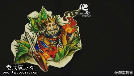 彩色个性扑克牌纹身手稿图片