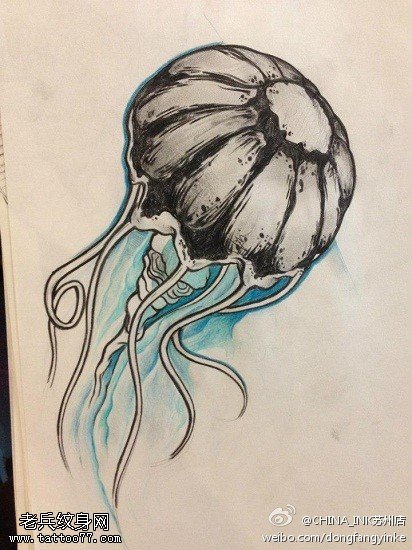 水母纹身手稿图片