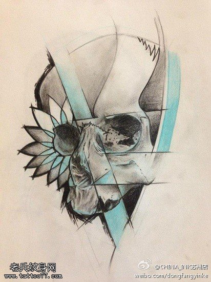 个性欧美骷髅纹身手稿图片