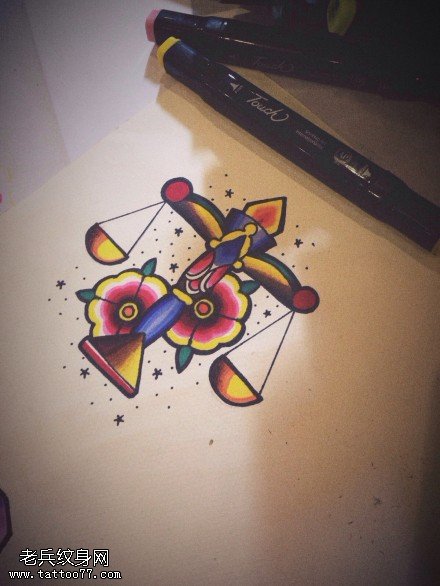彩色个性星座纹身图案