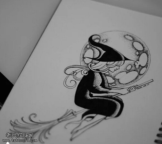 个性魔法女巫纹身手稿图片