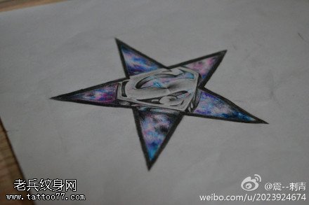 星空超人五角星纹身手稿图片