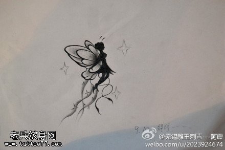 蝴蝶精灵纹身手稿图片