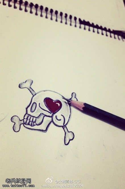 骷髅纹身手稿图片