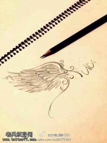翅膀纹身手稿图案