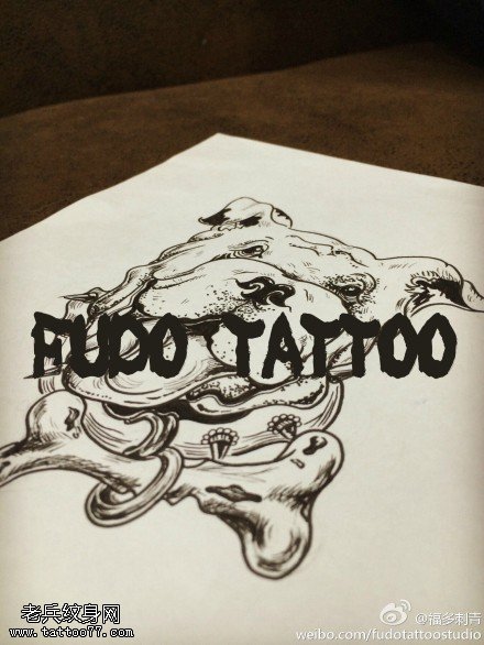 狗狗纹身手稿图案由纹身秀图吧提供