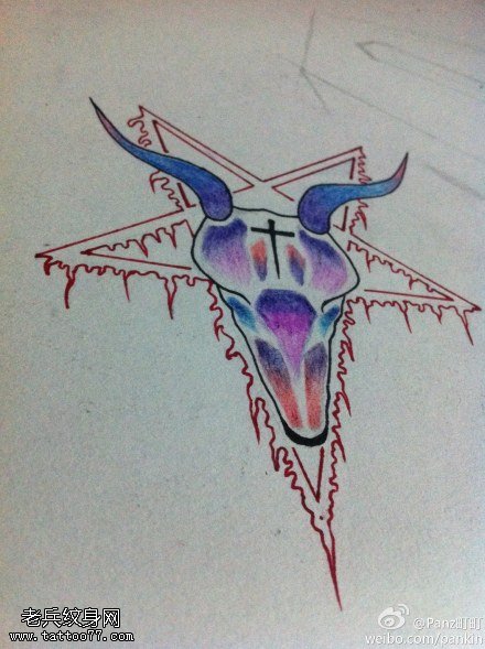 彩色个性羚羊纹身手稿图片