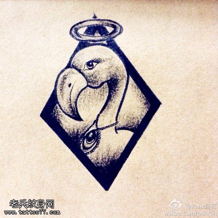 天鹅纹身手稿图案