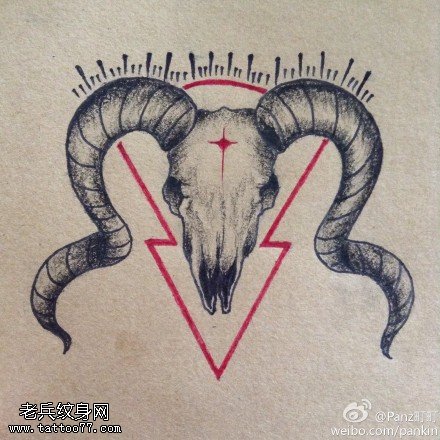 黑灰羚羊纹身手稿图片