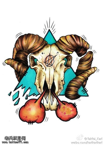 彩色愤怒的羚羊纹身手稿图片