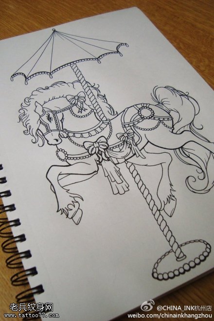 旋转木马纹身手稿图片