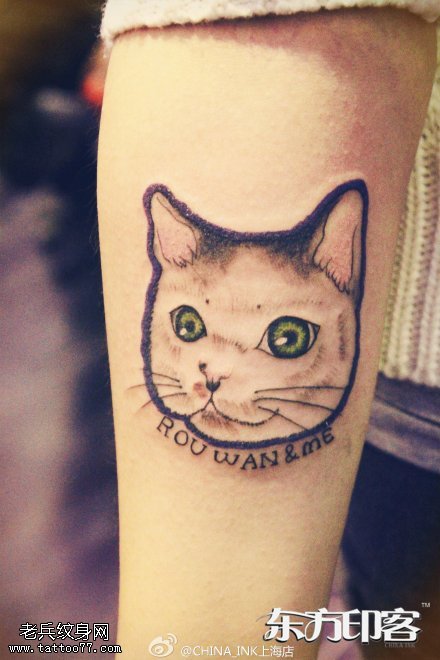 手臂猫咪纹身图案
