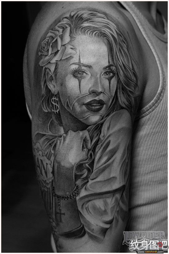 《大爱骷髅妆》骷髅妆美女纹身图案