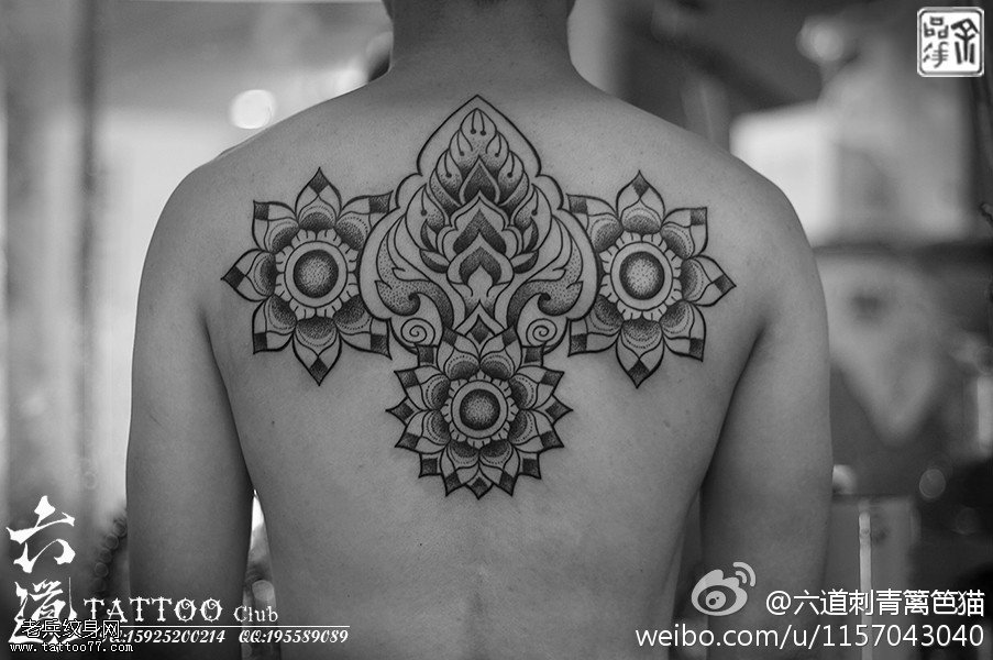 超大型步步生莲梵叶莲花纹身图案