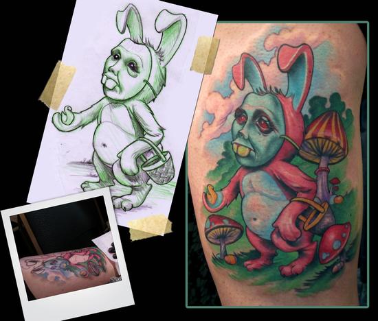 可爱的卡通兔子纹身图案