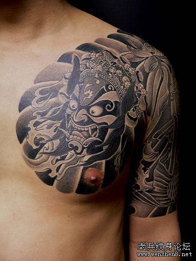 纹身:半胛脸谱文身图案图片