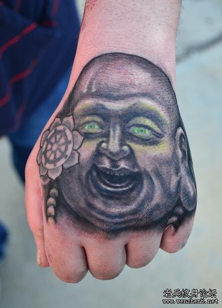 手背弥勒佛纹身图案