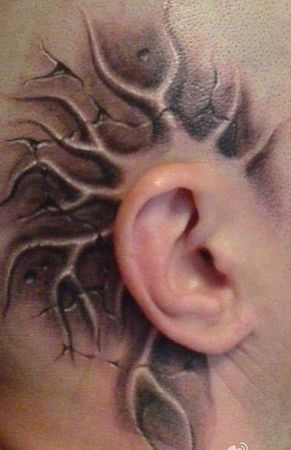 头部纹身图案:头部地裂浮雕纹身图案