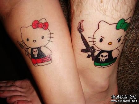 可爱卡通情侣猫咪纹身