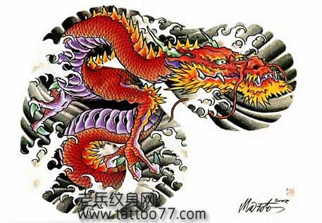 半胛纹身手稿：半胛龙纹身手稿