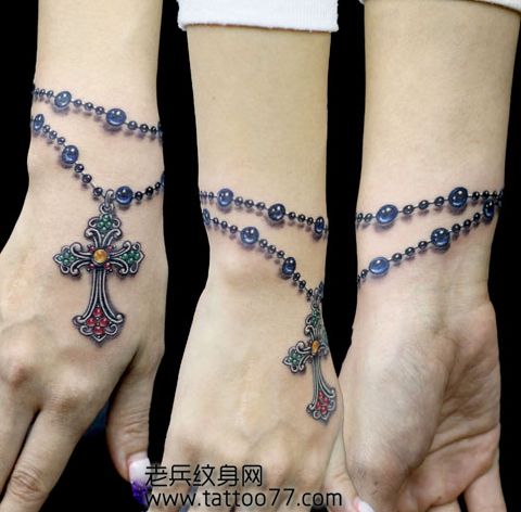 唯美经典的手臂手链纹身图案