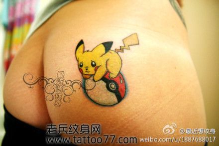 美女臀部可爱皮卡丘纹身图案