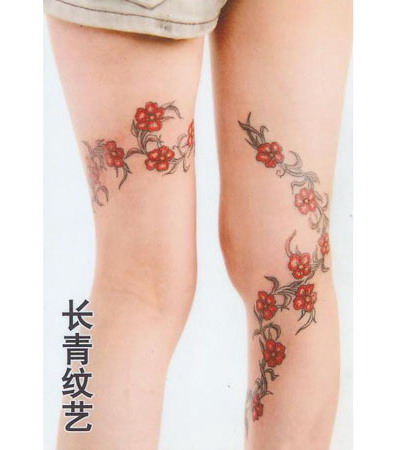 美女腿部荆棘纹身图案-阜阳纹身秀图吧推荐
