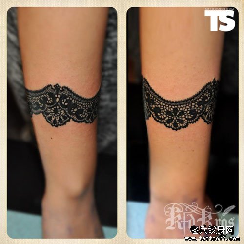 美女手臂精美时尚的蕾丝纹身图案