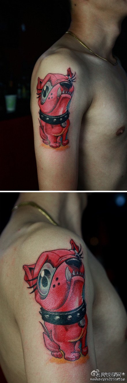 手臂精美时尚的卡通小狗纹身图案